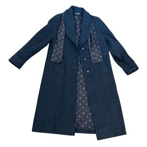 JOFELD Vintage 90s Long Wool Trench Coat Charcoal Size L / 14